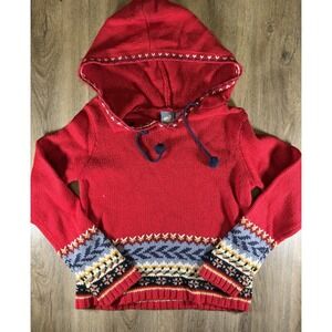 Vintage By Next Era Sweater Hoodie Large Red Wool Blend Fair Isle Nordic 90s VTG